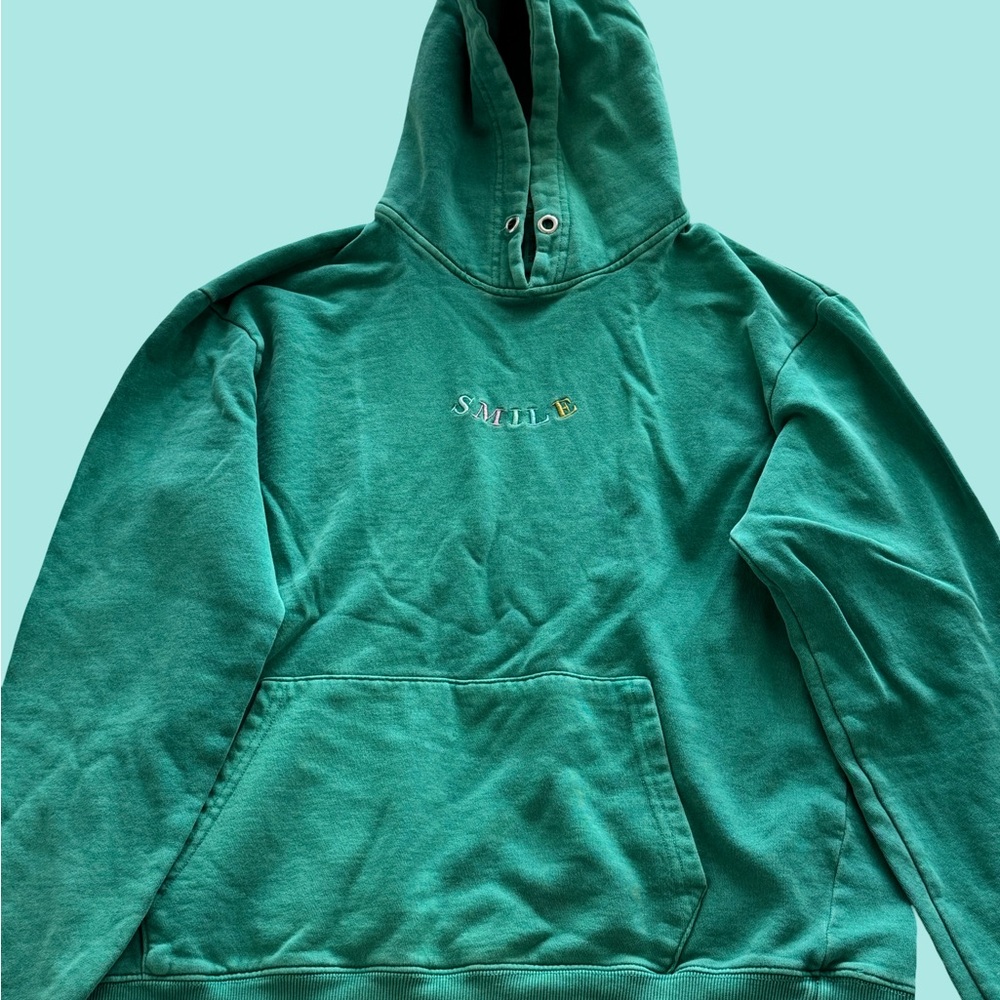 Green Hoodie with Embroidered Detail